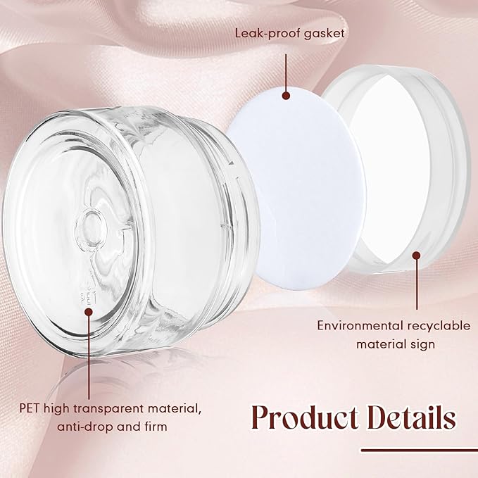 SATINIOR 100 Pcs Plastic Jars with Lids Small Containers Lids Wide Mouth Small Plastic Containers for Lotion Cream Rhinestones Body Butters Travel Storage(2 oz,Clear)