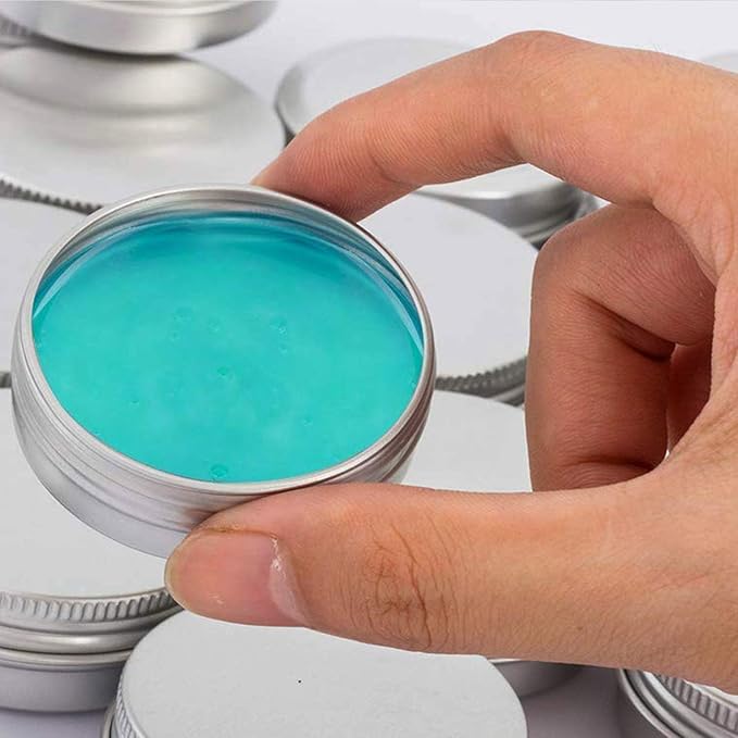 2 Ounce Aluminum Tin Jar Refillable Containers 60 ml Aluminum Screw Lid Round Tin Container Bottle for Cosmetic,Lip Balm, Cream, 24 Pack