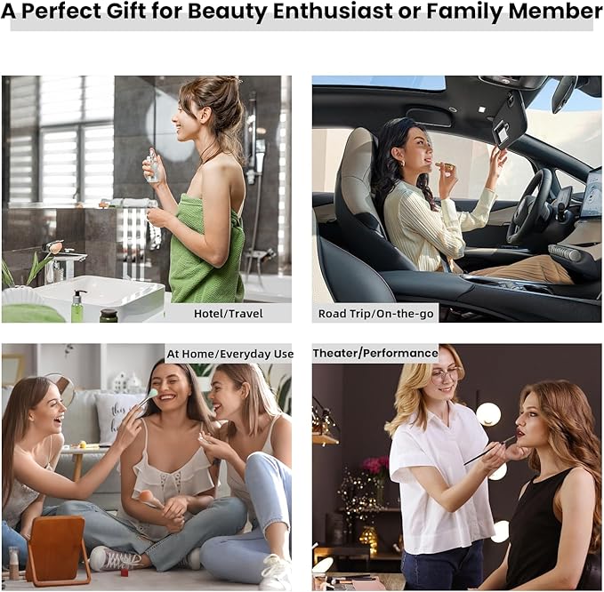 Travel Makeup Bag with LED Mirror and Light Travel Makeup Case Cosmetic Organizer Portable Cosmetic Brush Organizer Bag with Adjustable Dividers for Cosmetics Makeup Brushes Toiletry (Black)