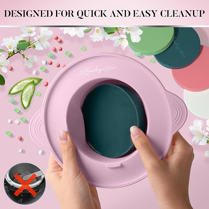 LANSLEYWAX Digital Waxing Kit for Women Men - Pink Wax Machine with 39 Accessories - Hard Wax Kit for Face Eyebrow Lip Brazilian Bikini Sensitive Skin, Waxing Warmer Hair Removal for Home/Salon Use