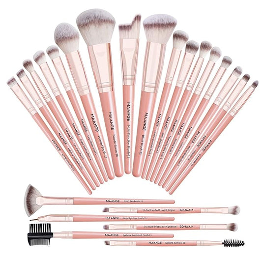 MAANGE Makeup Brush Set 23 Pcs Makeup Brushes Premium Synthetic Make up brushes Professional Face Powder Blush Pointed Eyeshadow Blending Brush Kit, Graduation Gift (Pinkgold)