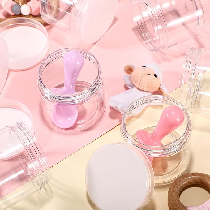 SATINIOR 36 Pieces 2 oz Plastic Jars with Lids Wide Mouth Airtight Reusable Container Acrylic Cosmetic Small Jars for Lotions Ointments Travel Toiletries Creams Make up Storage(Clear)