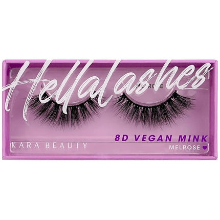 KARA BEAUTY Style L6 Hellalashes 8D Faux Mink Lashes Lightweight Synthetic Fiber in 8 Dimensional Layers MELROSE - Playful, Wispy-Flared, 1 Pair