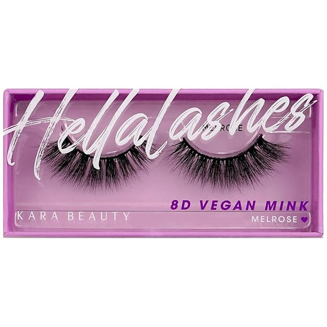 KARA BEAUTY Style L6 Hellalashes 8D Faux Mink Lashes Lightweight Synthetic Fiber in 8 Dimensional Layers MELROSE - Playful, Wispy-Flared, 1 Pair