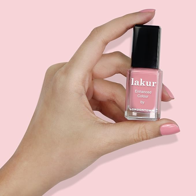 LONDONTOWN lakur Nail Polish - Chip-Resistant, Non-Toxic, Conditions & Hydrates Nails | Glossy Salmon Pink, Desert Flower, .40 fl oz