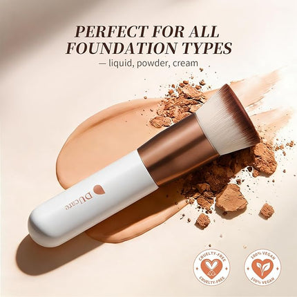 DUcare Foundation Brush,Flat Top Kabuki Brush Synthetic Professional Makeup Brush Liquid Blending Mineral Powder Buffing Stippling Makeup Tools, Rose Golden/White