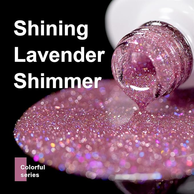 RARJSM Reflective Glitter Gel Polish Purple Pink Sparkle Diamond Gel Polish Sparkling Glitter Iridescent Shimmer Polish Holographic Gelpolish Soak off Nail Art Manicure for Salon DIY at Home