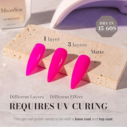 MelodySusie Neon Pink Gel Nail Polish,0.5fl oz Bright Pink Nails Soak Off UV LED Hot Pink Gel Polish Gift for Women Nail Art Manicure Salon DIY Nail Design Decoration at Home-027