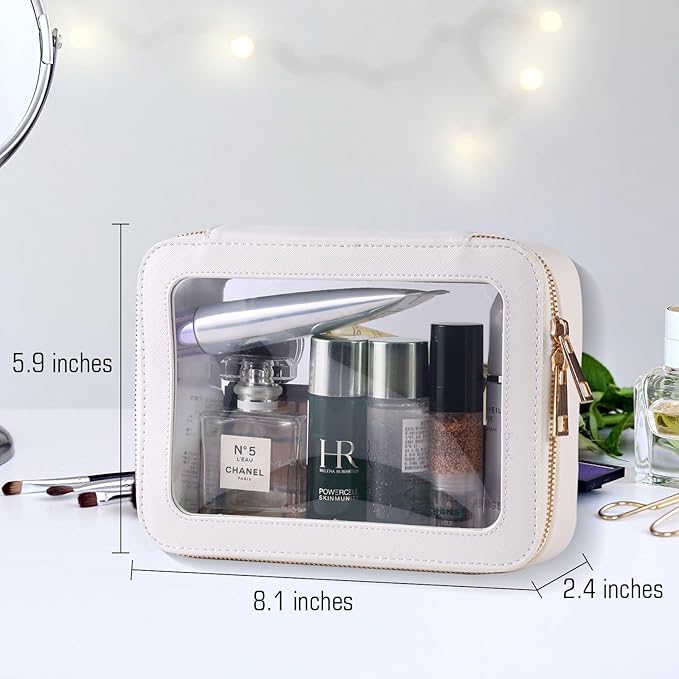 Small Clear Travel Makeup Bag Toiletry Bag Cosmetic Bag with Zipper for Women,Waterproof Transparent Makeup Organizer Case Travel Pouch Bag for Toiletries and Car Organizer