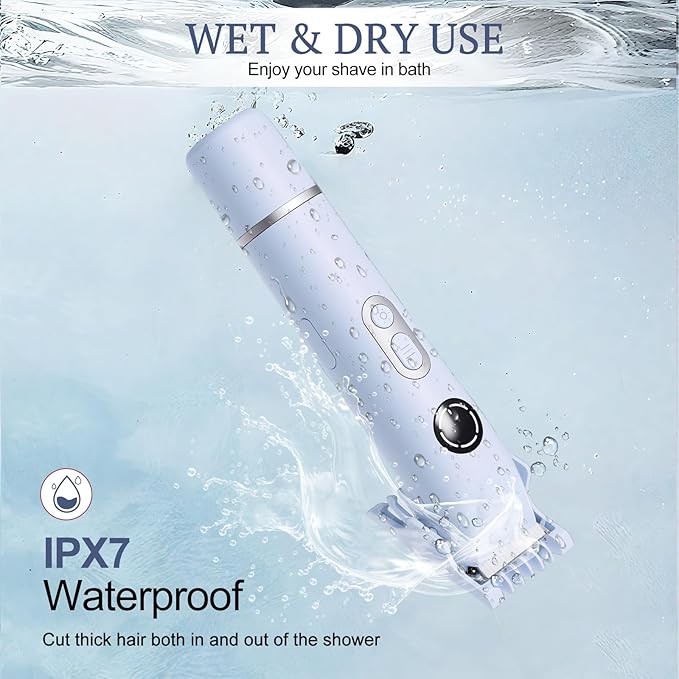 Dermave Bikini Shaver, 4-in-1 Bikini Trimmer for Women, Electric Razors with Dual Heads, Cordless Body Hair Trimmer, Rechargeable Pubic Hair Trimmer for Legs Body Facial Hair, Ceramic Blade