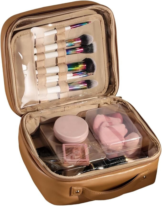 BS-MALL XL Makeup Case – Premium Makeup Bag with Soft Leather, Waterproof and Durable for Long-Term Use