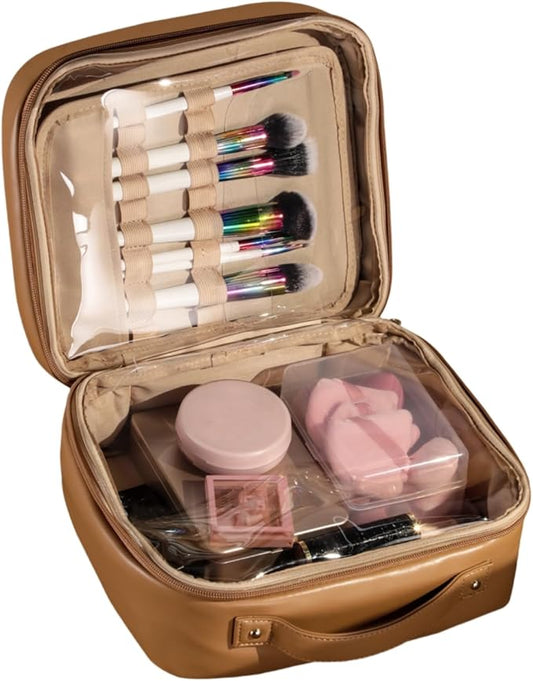 BS-MALL XL Makeup Case – Premium Makeup Bag with Soft Leather, Waterproof and Durable for Long-Term Use