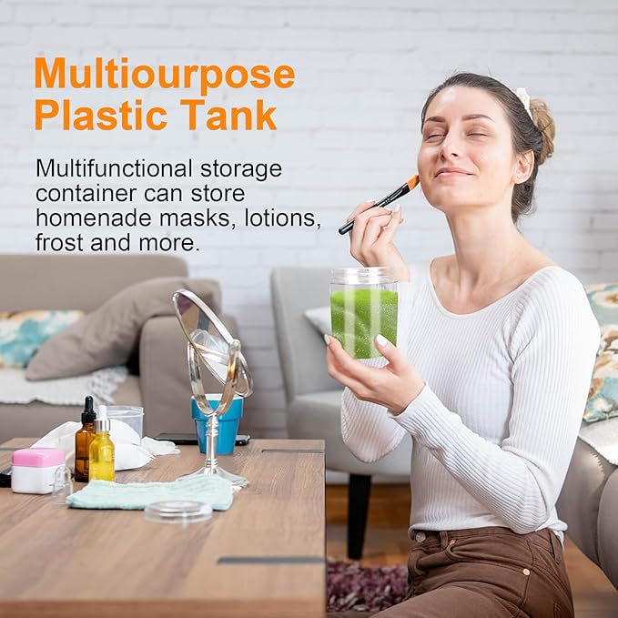 30 Packs 8 oz (250 ml) Clear Plastic Jars with Lids, Cosmetic Containers jars with Wide-Mouth for slime, beads, rhinestones, sequins Cosmetics, Lotion, Cream, Ointments and More