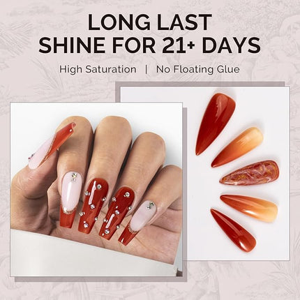 MelodySusie Rust Red Gel Nail Polish,0.5fl oz Nails Soak Off UV LED Red Brown Gel Polish Gift for Women Nail Art Manicure Salon DIY Nail Design Decoration at Home-1745