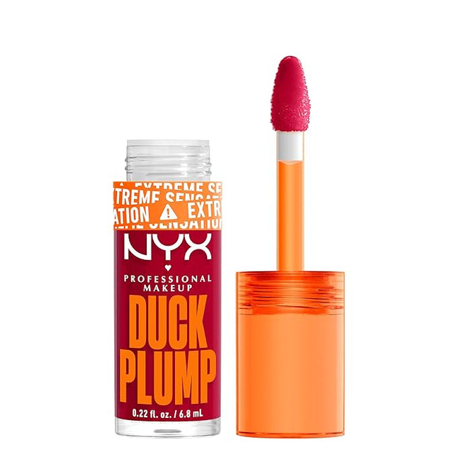 NYX PROFESSIONAL MAKEUP Duck Plump High Pigment Plumping Lip Gloss with Spicy Ginger, Vegan Lip Makeup - Hall Of Flame (True Red)