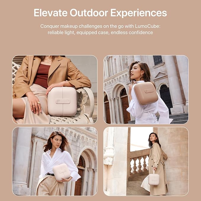 AMIRO M2 Cude Travel Makeup Bag with 5 Level Brightness & 3 Color LED Mirror, Portable Makeup Artist Organizer, Pink