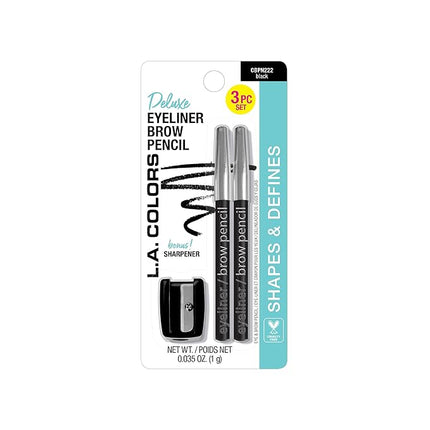 L.A. COLORS Eyeliner/Brow Pencils w/Sharpener (carded), Black CBPN222A