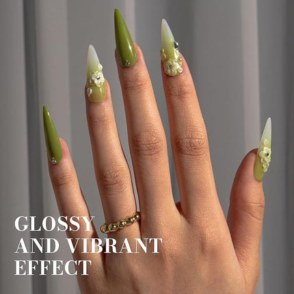 MelodySusie Green Gel Nail Polish,0.5fl oz Nails Soak Off UV LED Oliver Green Gel Polish Gift for Women Nail Art Manicure Salon DIY Nail Design Decoration at Home-603-A2303