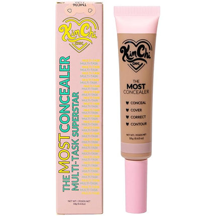 KimChiChic Beauty The Most Concealer | Full Coverage Water Resistant Multi-Use Concealer | Conceal, Correct, Contour & Highlight | Matte Satin Hybrid Finish | Brush Applicator, 0.63 oz, 06-Light Amber