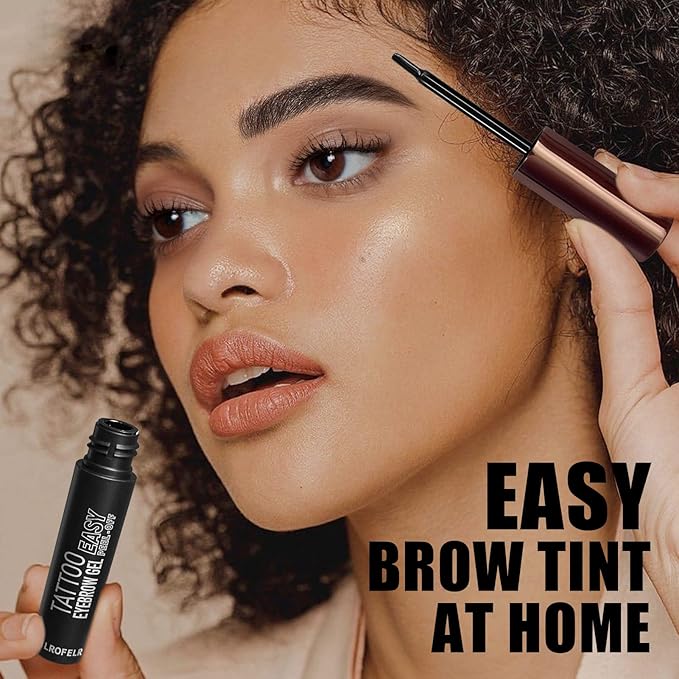 Cilrofelr Tattoo Peel Off Eyebrow Gel, Easy Tattoo Brow Peel Off Gel, Last Up to 3 Days, Waterproof, Transfer-proof, For Fuller & Defined Looking Brows, Dark Brown (2 Pack)