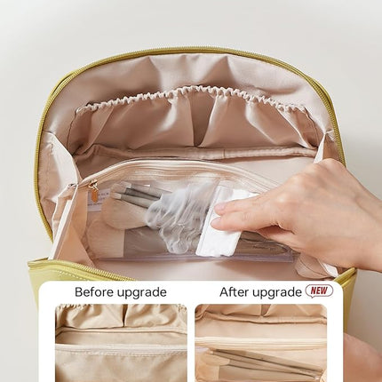 EACHY Travel Makeup Bag,Large Capacity Cosmetic Bags for Women,Waterproof Portable Pouch Open Flat Toiletry Bag Pattern Makeup Bag