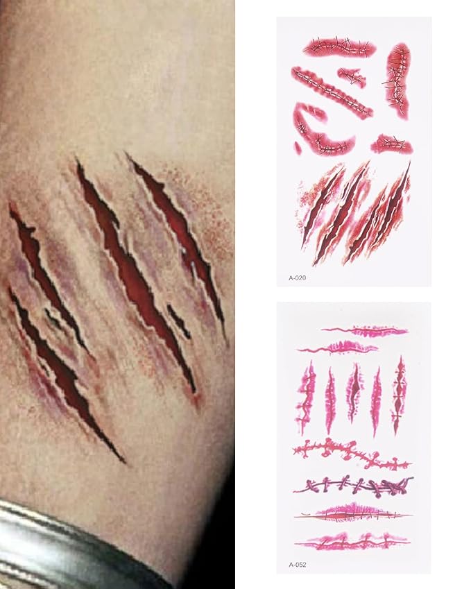 Halloween Zombie Makeup Kit, Fiestajaja Black White Red Face Paint Body Painting Kit with Brushes Sponges Tattoo Stikers for Halloween Zombie Makeup, Cosplay, SFX Effect, Theme Parties (13PCS)