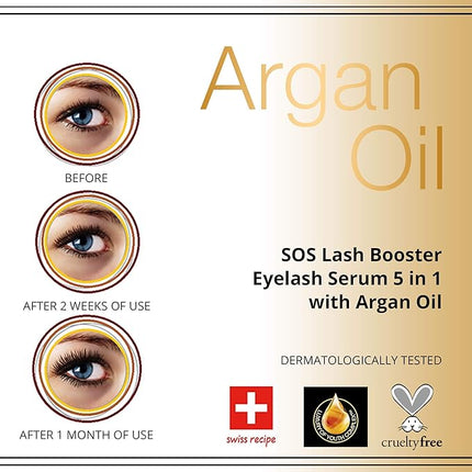 EVELINE COSMETICS Lash Booster with Argan Oil - Eyelash Serum - Doubles Volume, Extends & Strengthens - Multi Colored