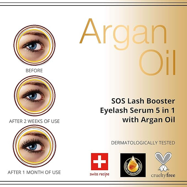 EVELINE COSMETICS Lash Booster with Argan Oil - Eyelash Serum - Doubles Volume, Extends & Strengthens - Multi Colored