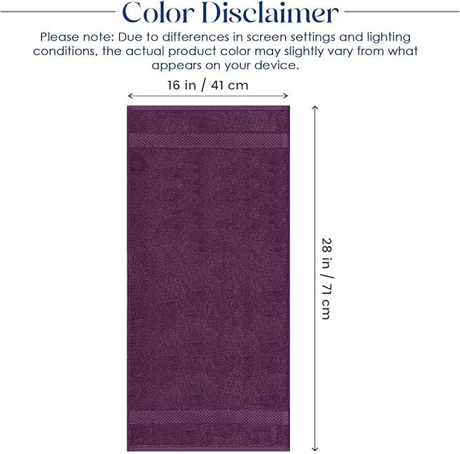 DAN RIVER 6-Pack Premium Hand Towels (16x28 Inches) - 100% Cotton, Ultra Soft, Lightweight, Highly Absorbent Towels for Bathroom, Spa, Gym, Salon, Hotel, and Travel - Purple Passion