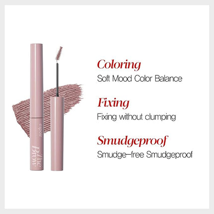 Espoir The Brow Color Fixing Cara #5 Dusty Pink | Easy Fixing without Clumping with Skinny Brush, Long-Lasting & Smudge-proof Eyebrow Mascara, Soft Mood Coloring Tinted Gel, Korean Makeup, 0.1 Fl Oz.