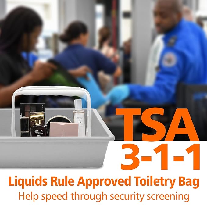 PACKISM Clear Toiletry Bag - 3 Pack TSA Approved Toiletry Bag Quart Size Bag, Travel Makeup Cosmetic Bag for Women, Carry on Airport Airline Compliant Bag, White