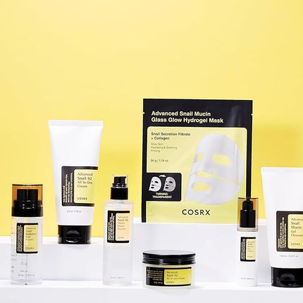 COSRX Advanced Snail Mucin Glass Glow Hydrogel Face Masks Skincare 3 EA, Collagen Face Mask, Travel Essentials, Overnight Face Mask, Korean Skin Care