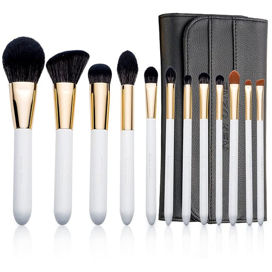 Natural Black Goat Hair Makeup Brush Set with Case, Natural Hair Makeup Brushes Set Professional, Make up Brushes Set Professional, Natural Makeup Brushes, Natural Bristle Makeup Brushes.