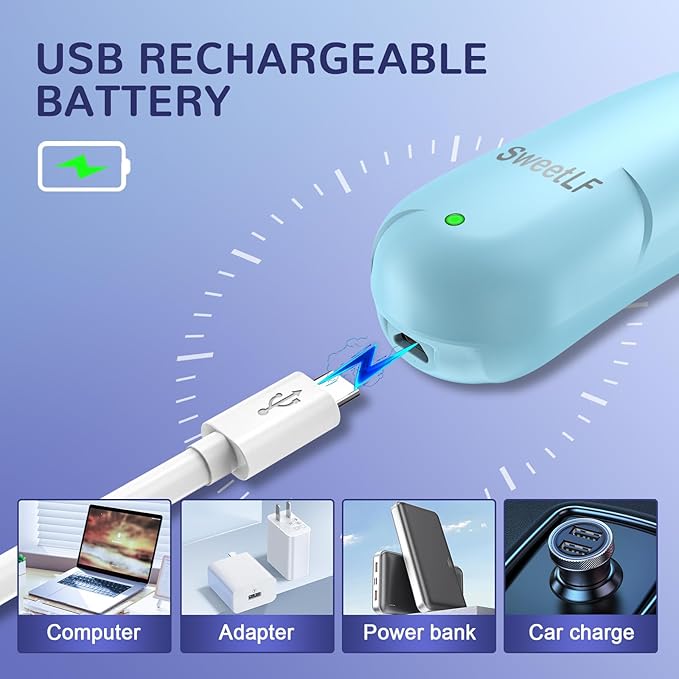 SweetLF Bikini Trimmer for Women-Pubic Hair Trimmer for Women's Legs, Arms & Bikini Line, Body Hair Trimmer with 3 Guards, Type-C Charging, Portable, Blue