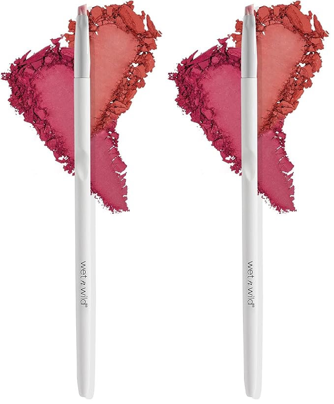 Wet n Wild Angled brush, Foundation Makeup Blending Brush, Ultra-Thin Precision, Ergonomic Handle (Pack of 2)