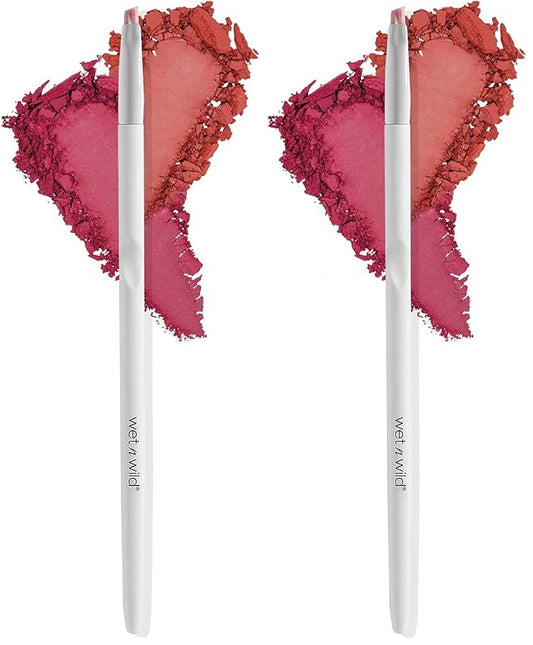 Wet n Wild Angled brush, Foundation Makeup Blending Brush, Ultra-Thin Precision, Ergonomic Handle (Pack of 2)