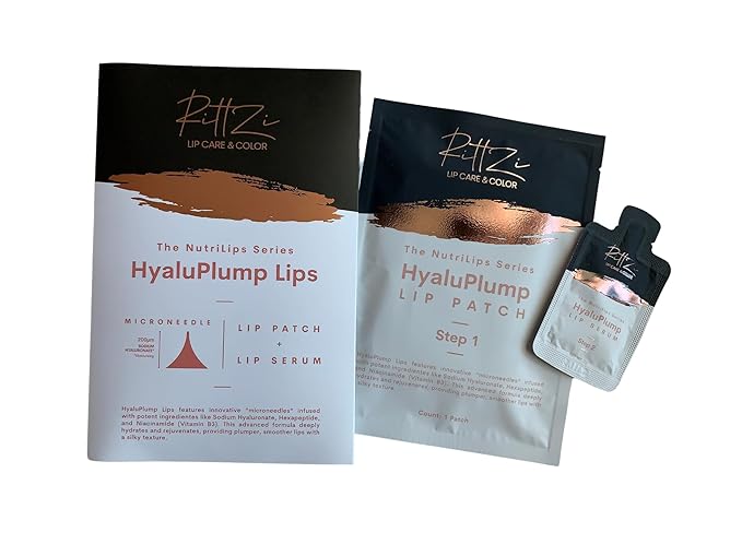 HyaluPlump Lips – Innovative Two-Step Lip Care System Featuring 800 Self-Dissolving Microneedles made from Sodium Hyaluronate, Niacinamide, and Peptides for Hydrated, Plump Lips