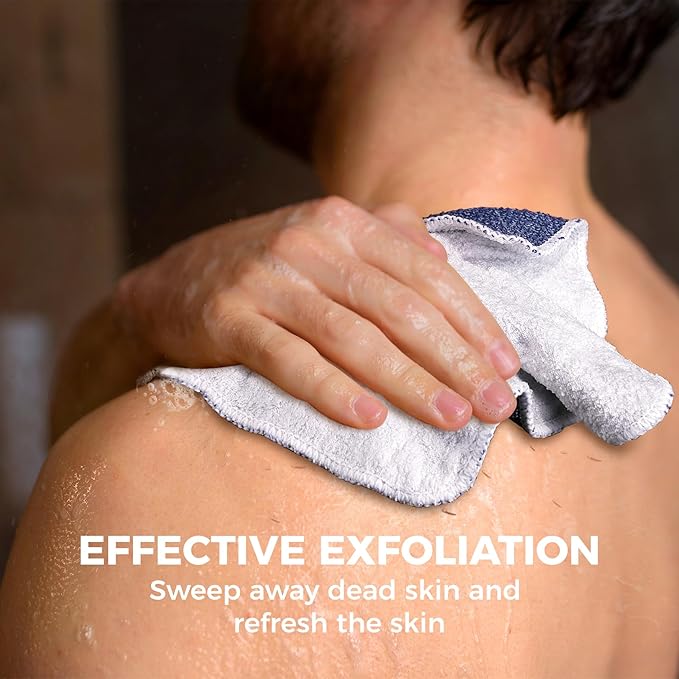 ZOMCHI Exfoliating Wash Cloths for Face and Body, Dual Sided Scrub Bath Cloth, Shower Wash Cloth for Men and Women, 2 Count (Rough and Gentle)