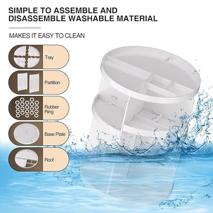 360 Large Rotating Makeup Organizer Countertop, Clear Acrylic Makeup Organizers, Organizador De Perfumes, 7 Layers Large Make Up Organizer, Huge Storage Fits for Vanity and Bathroom (White, Small)