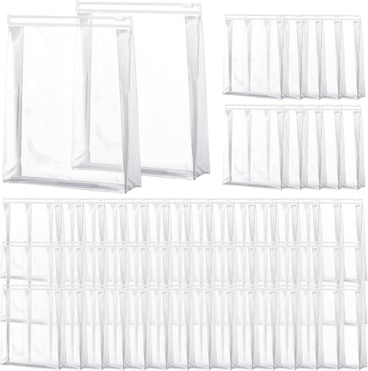 Xuniea 100 Pcs Mini Clear Makeup Bag PVC Small Travel Toiletry Organizer Pouches Bulk Waterproof Transparent Plastic Cosmetic Bag with Zipper for Women Men Travel(5.1'')