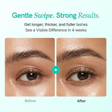 Korean Eyelash Growth Serum | Eyebrow Enhancer for Longer and Thicker | Biotin, Peptides & Centella | Prostaglandin-Free, Non-Irritating | Dual Applicator | Korean Skincare | 0.3 fl oz (10 ml)