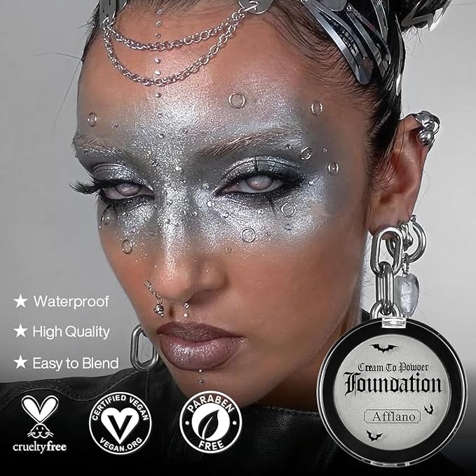 Metallic Silver Face Paint, Professional Full Coverage Shimmer Silver Body Paint for Kids & Adults, Long Last Blendable silver Metal Face Painting for Halloween Makeup,Tin Man FX, Alien, Cosplay,Stage