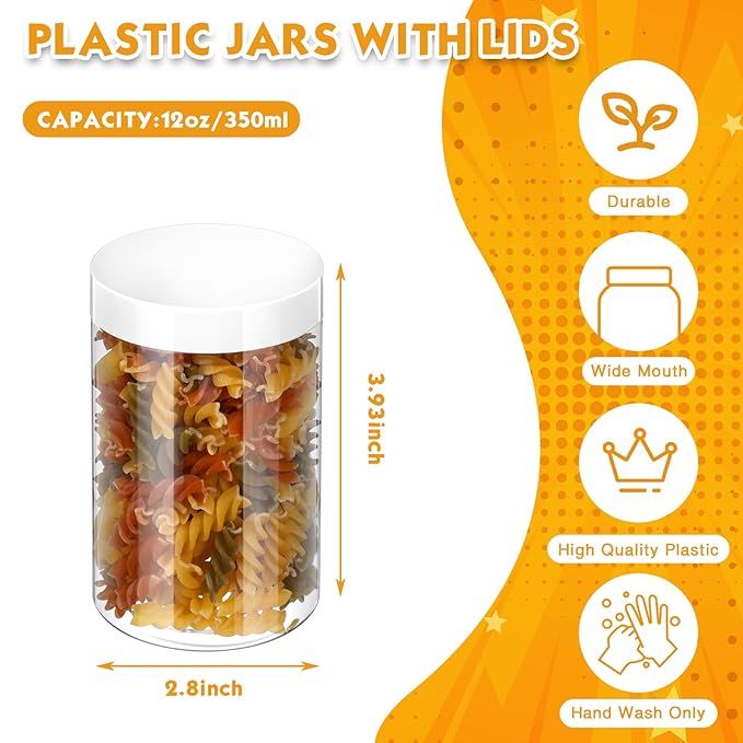 Patelai 4 Pieces Round Wide-mouth Leak Proof Plastic Container Jars with Lids for Travel Storage Makeup Beauty Products Face Creams Oils Salves Ointments DIY Making(12 Ounce,White)