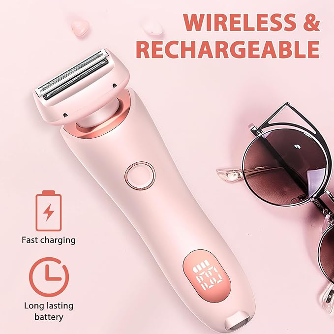 The Glide Pro 3.0 Razors,Smooth Shave Pro for Women,2 in 1 Electric Shaver Razors,Wireless Bikini Trimmer for Pubic Hair,Waterproof Wet & Dry Use for Armpit Legs Face Hairs (Blue)