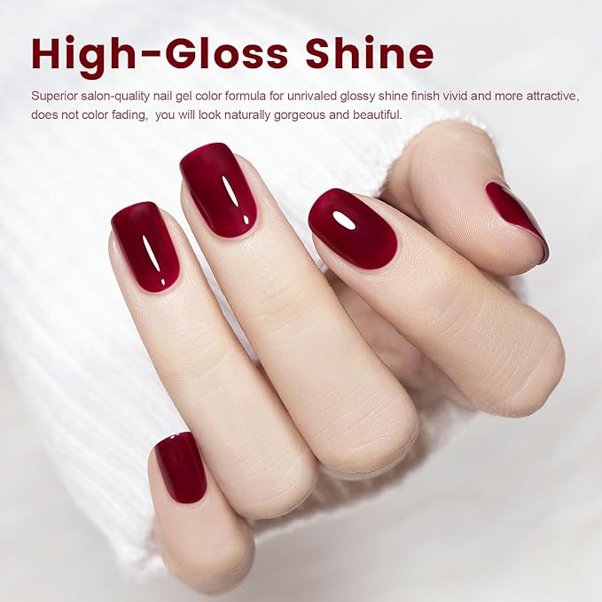 RARJSM Nude Dark Red Gel Nail Polish Cherry Wine Red Burgundy Neutral Skin Tone Sheer Jelly Gel Polish 15ml Single Bottle Transparent Nail Gel Polish Soak off UV LED Cured for Home Salon DIY Manicure