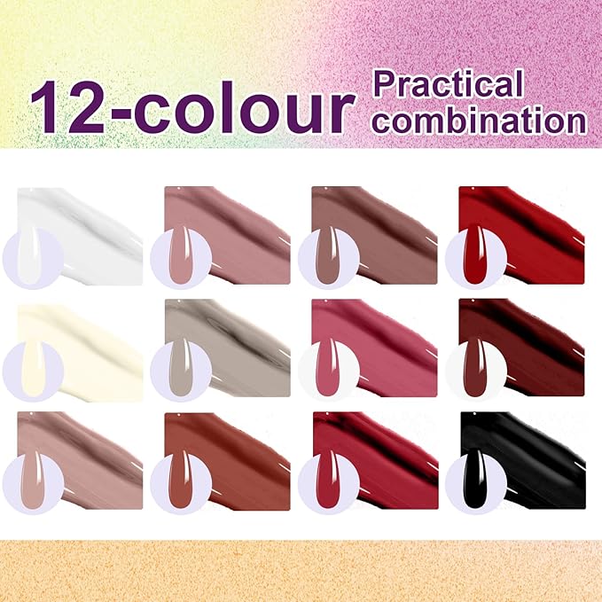 Gradient Painting Gel, 12 Ombre Gel Nail Polish with 100Pcs Nail Sponges &Tweezers for Pigment Pat Nails Aura Nails French Manicure Soak Off UV Long-lasting Set Palette Chiffon Hues