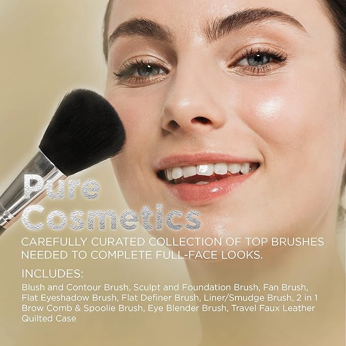 Pure Cosmetics 10 Piece Quilted Brush Set