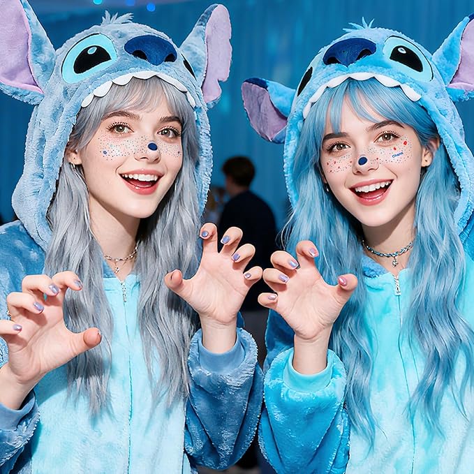 Freckles Face Tattoo - Glitter Temporary Tattoos with Hawaiian Flower Waterproof Fantasy Sparkle Stickers for Stitches Custom Girsl, Festivals, Halloween Costumes Women & Cosplay Makeup