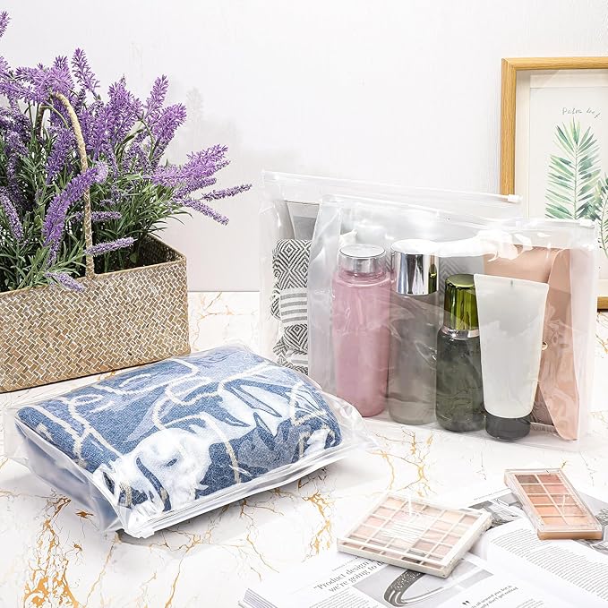 Xuniea 50 Pcs Mini Clear Makeup Bag Small Clear Zipper Pouch Travel Plastic Cosmetic Organizer Waterproof for Toiletries Swimsuit Bikini Bathing Suit(11.81'',Transparent)