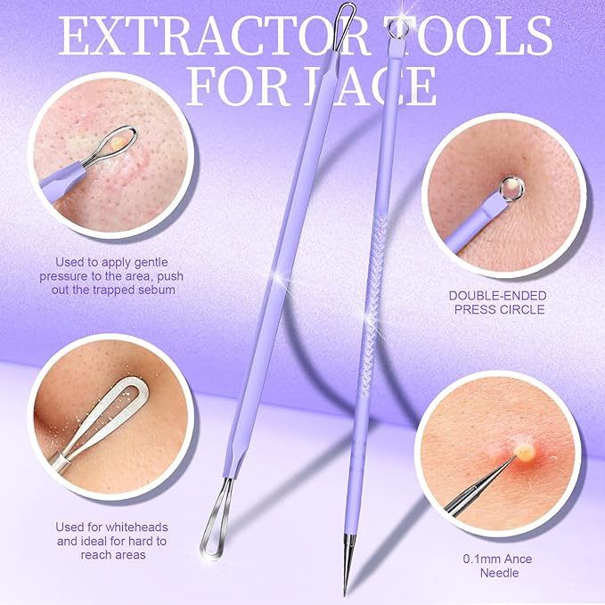 Teenitor Pimple Popper Tool Kit and Blackhead Remover Tools, Ingrown Hair Tweezers, Professional Blackhead Extractor Pimple Extractor Comedone Extractor, Black Head Remover for Face